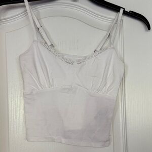 Hollister White Cami with Lace Detail
